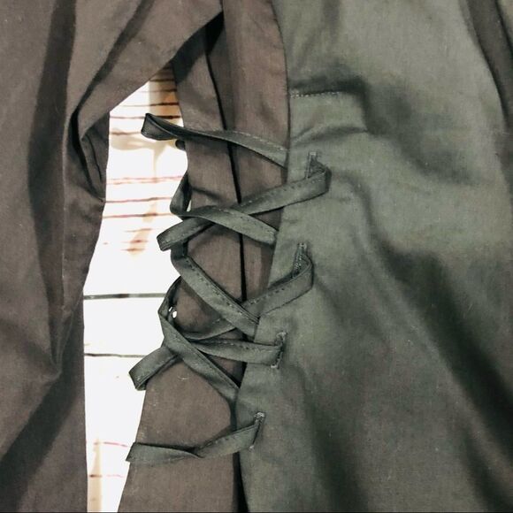 Ramy Brook Lace Up Button Down Lila Cotton Shirt Top Black XS S - Picture 4 of 7